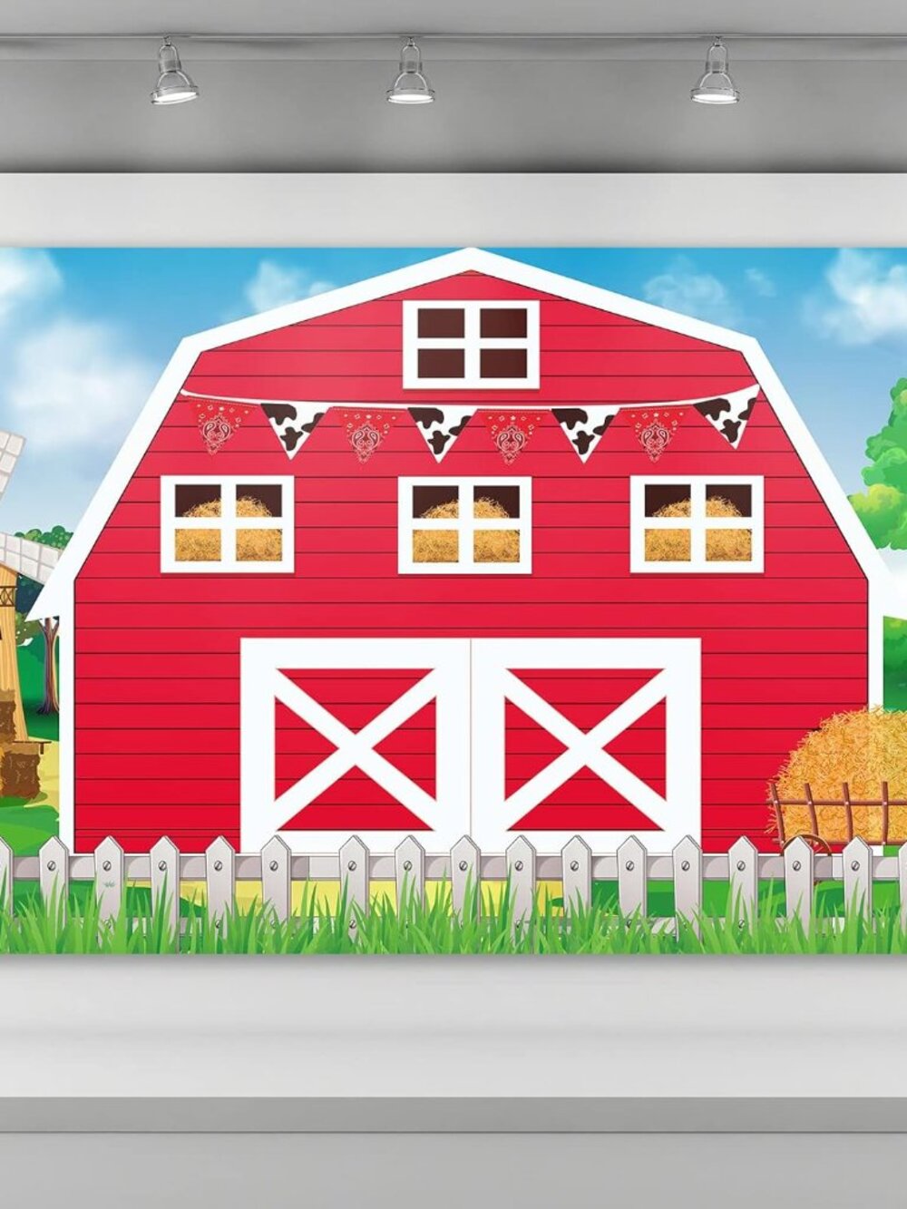 Farm Barn Backdrop Birthday Party Decoration 6 x 4 Ft, Red